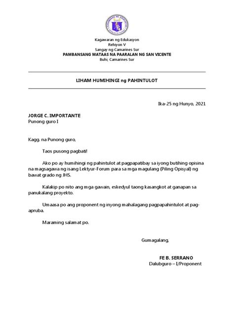 LIHAM HUMIHINGI NG PAHINTULOT .